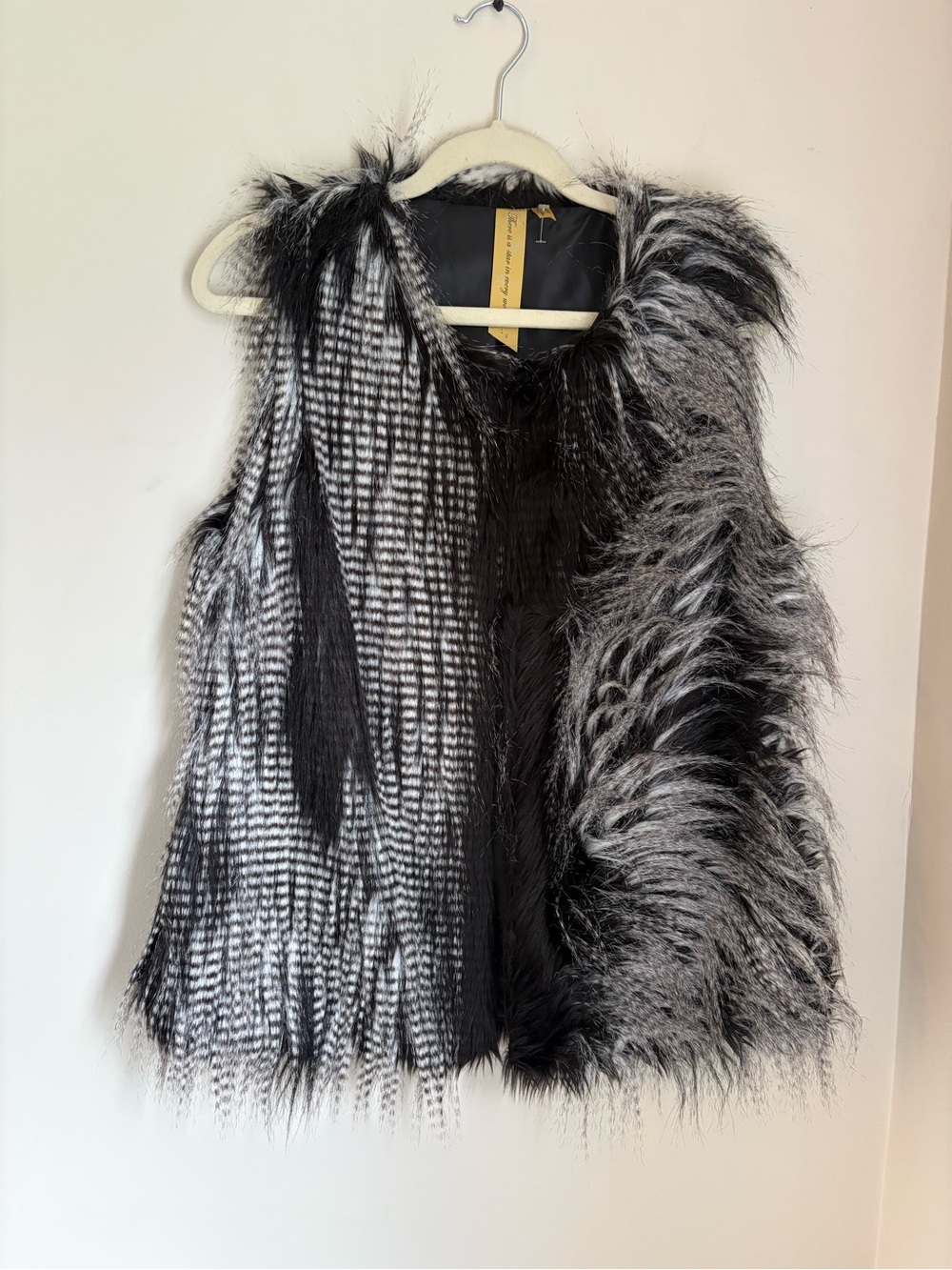 Faux Fur Black & Gray Women's Vest - Sleeveless Coat
